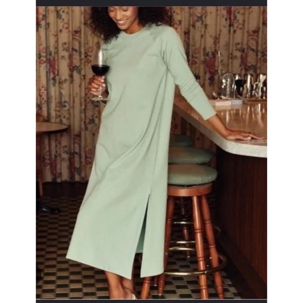 LAKE Pajamas Sweatshirt Midi Dress Light Green Size Small Minimalist Cozy Casual
